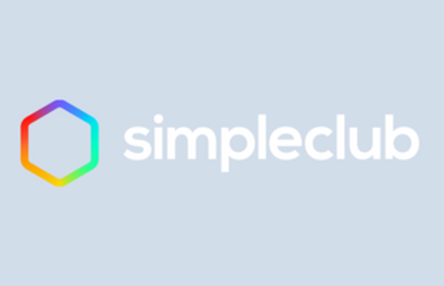 simpleclub Logo auf grauem Hintergrund – Symbol für digitale Lernunterstützung und moderne Bildungstechnologie.