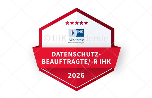 Darstellung des Open Badges zum/zur Datenschutzbeauftragte/-r IHK.