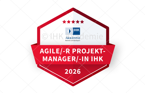 Darstellung des Open Badges der IHK Akademie für den Lehrgang Agile/-r Projektmanager/-in IHK.
