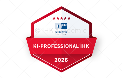 Darstellung des Open Badges der IHK Akademie für den Lehrgang KI-Professional IHK.