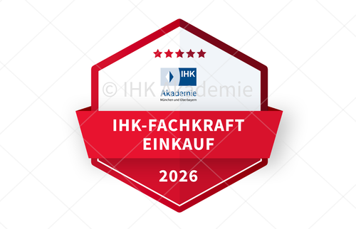 Darstellung des Open Badges der IHK Akademie für den Lehrgang IHK-Fachkraft Einkauf.