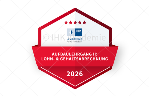 Darstellung des Open Badges der IHK Akademie für den Aufbaulehrgang: Lohn- und Gehaltsabrechnung für angehende Payroll-Profis II.