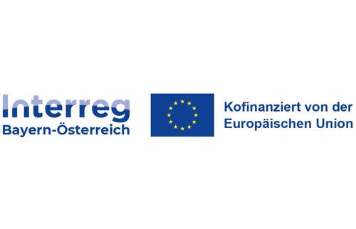 Interreg BAyern-Österreich Logo mit Schriftzug Kofinanzierung von der Europäischen Union
