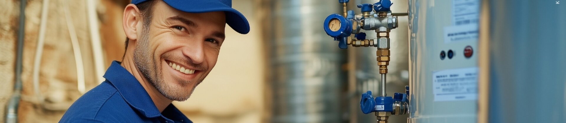 Ein Techniker prüft gut gelaunt eine Anlage und dokumentiert seine Messwerte.