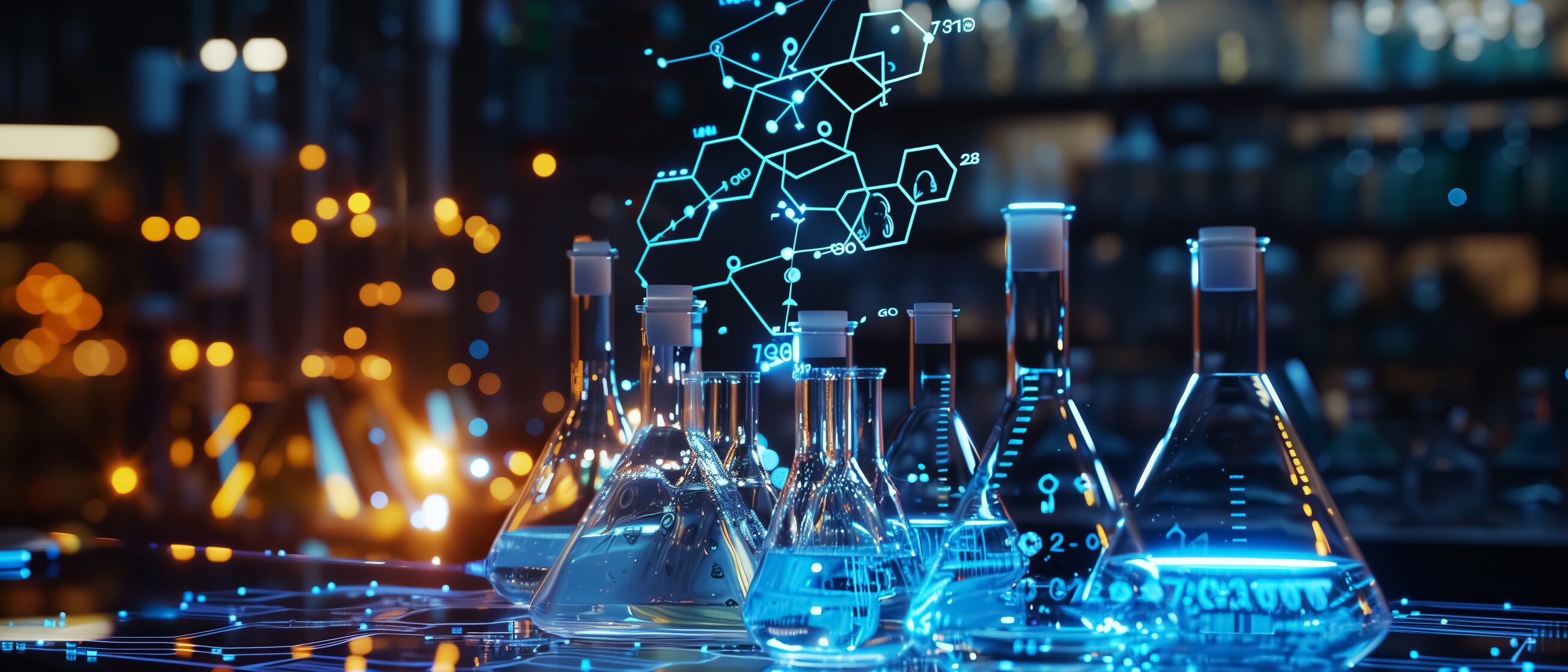Weiterbildung Industriemeister Chemie - Darstellung verschiedener Gefäße in einem Chemie-Labor. 