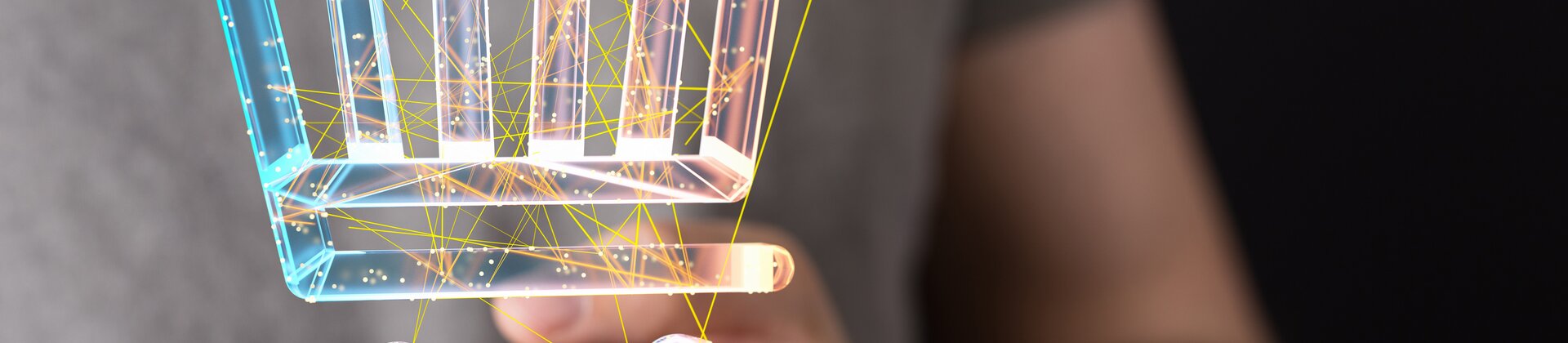 Ein modernes, symbolstarkes Bild, das den digitalen Einkaufsprozess und die Bedeutung innovativer Online-Marketing-Strategien perfekt visualisiert.