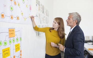 Projektmanagerin vertieft in der Weiterbildung ihre Fähigkeiten, Projekte ganzheitlich zu planen und erfolgreich umzusetzen.