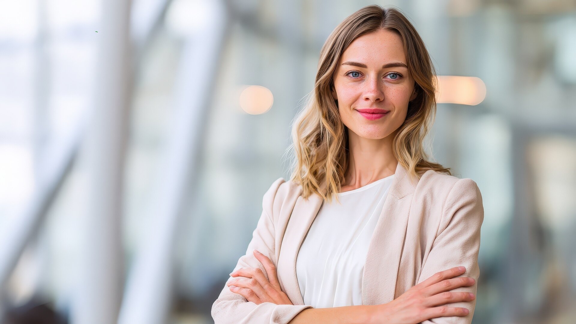 Weiterbildung Führungstraining: Junge Führungskraft steht selbstbewusst in einem modernen Arbeitsumfeld.