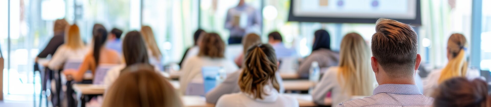 Allgemeine Infoveranstaltung in Mühldorf: Teilnehmende besuchen eine Präsentation in einem Seminarraum.